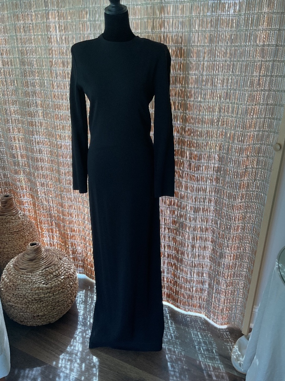 NWOT Zara Lades Black Backless Gown Long Sleeve